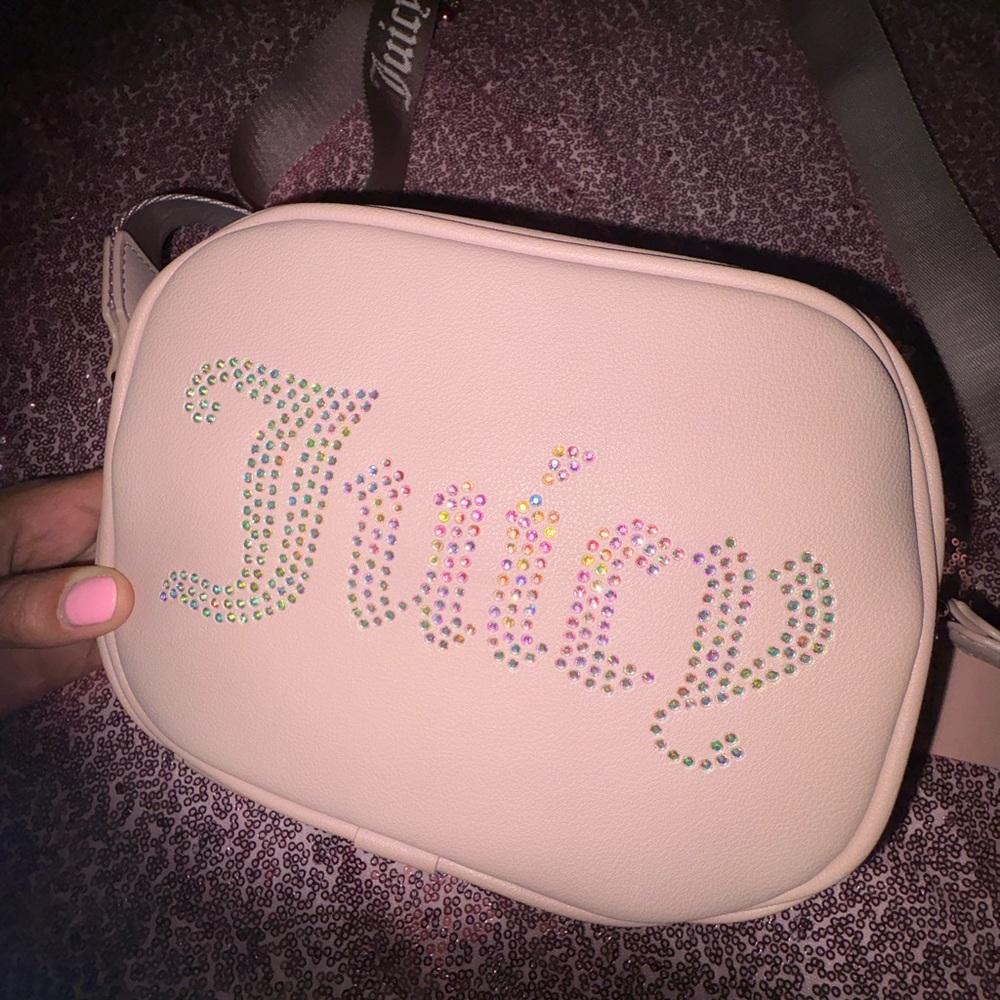Juicy Couture Light Pink Crossbody Bag with Rhinestone Logo